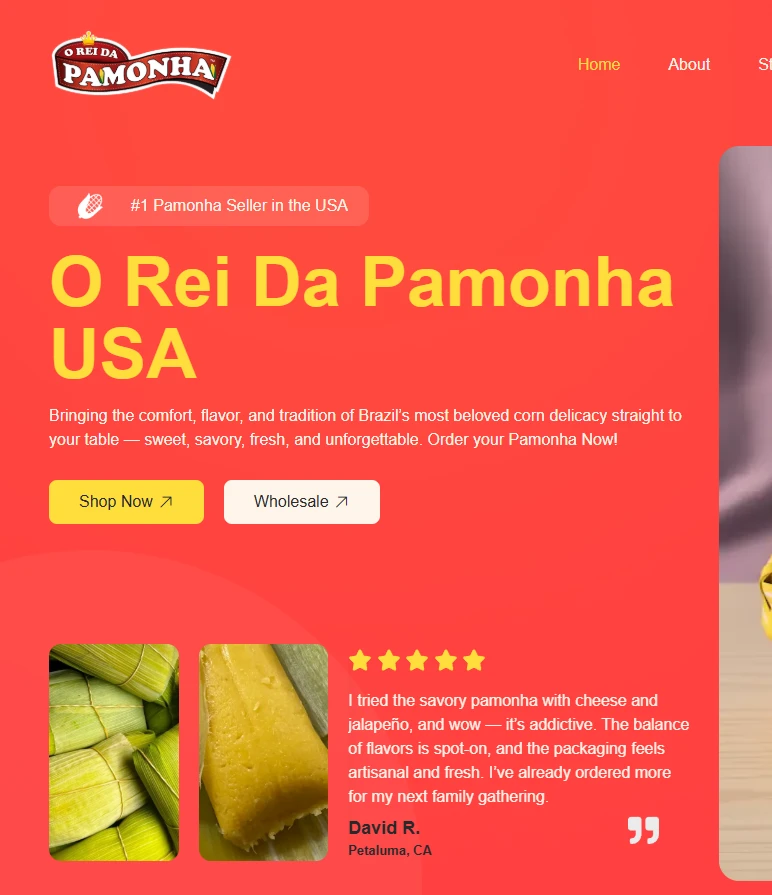 O Rei da Pamonha USA website screenshot